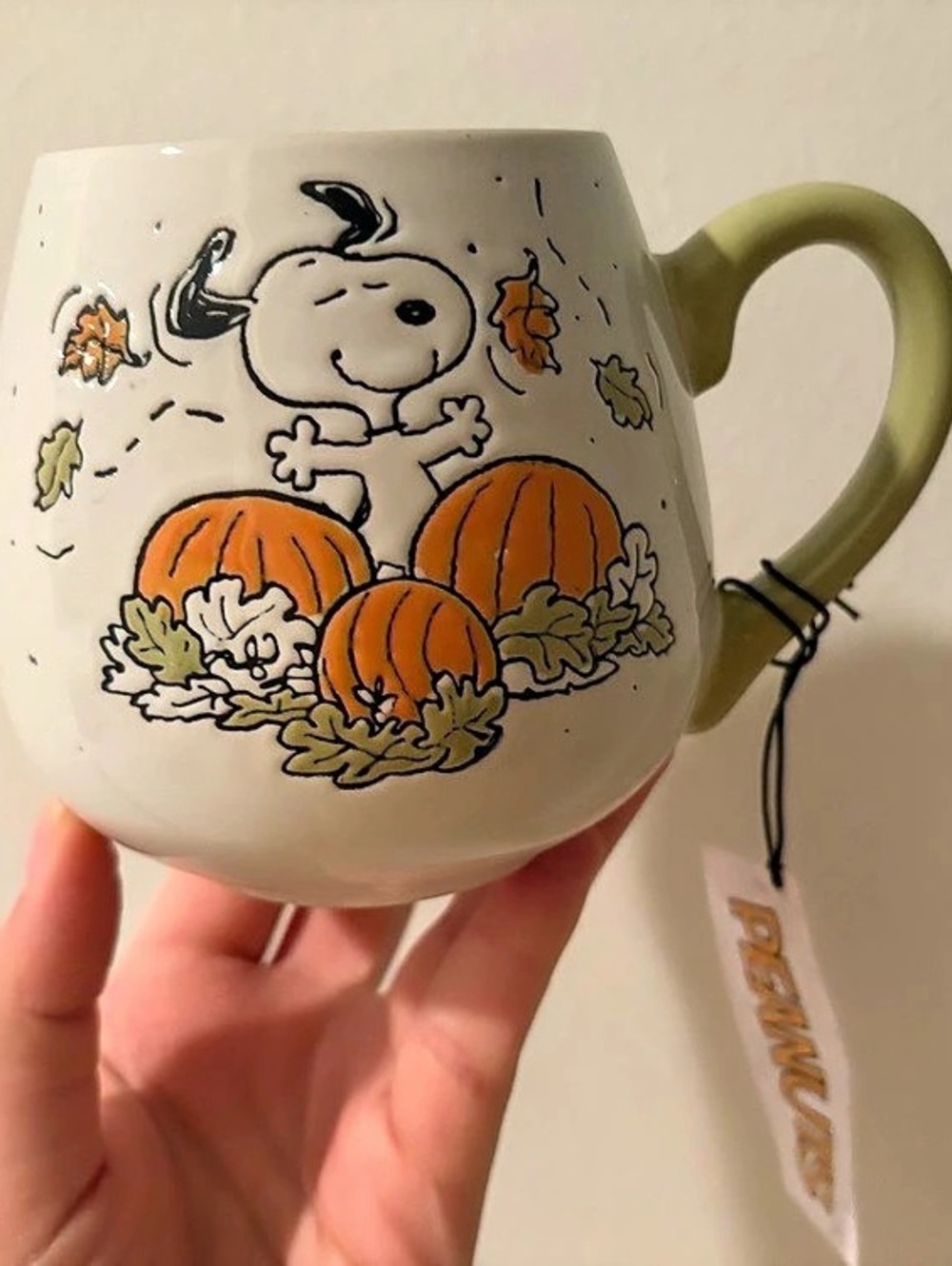 NWT Peanuts Snoopy Happy Fall Pumpkin Leaves Ceramic Mug - Picture 3 of 7